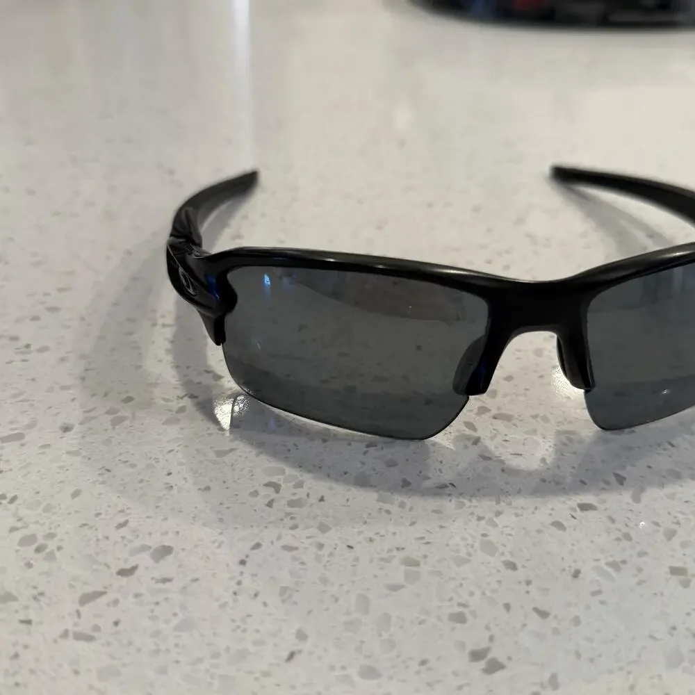 Oakley Flak 2.0 Sunglasses Mens Black Wrap Rimless Sport OO9188 Black Outdoor